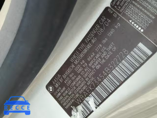 2004 BMW 645 CI AUT WBAEK73454B322728 image 9