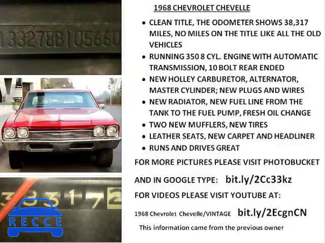 1968 CHEVROLET CHEVELLE 133278B105660 Bild 9