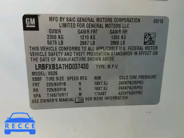 2017 BUICK ENVISION E LRBFXBSA7HD037430 image 6