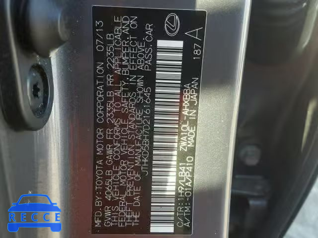 2013 LEXUS CT 200 JTHKD5BH7D2161645 image 9