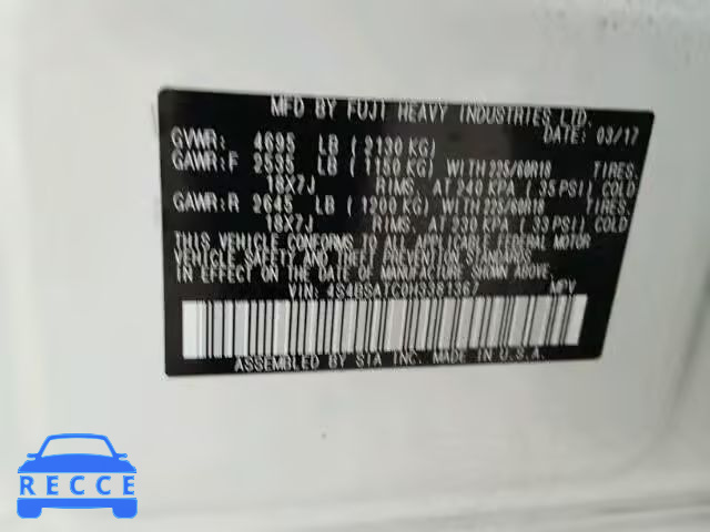 2017 SUBARU OUTBACK TO 4S4BSATC0H3381367 image 9
