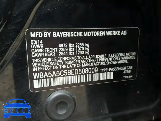 2014 BMW 528 I WBA5A5C58ED508009 image 9