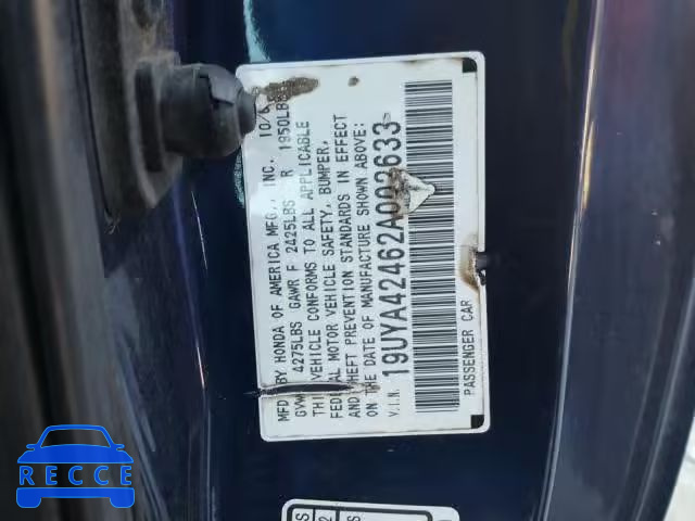 2002 ACURA 3.2CL 19UYA42462A002633 image 9