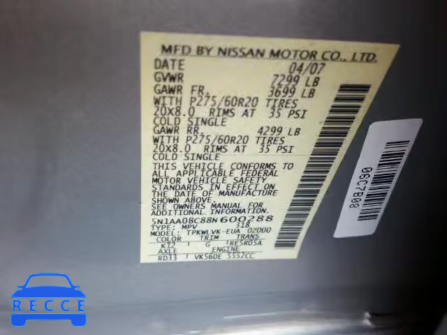 2008 NISSAN ARMADA SE 5N1AA08C88N600288 image 9