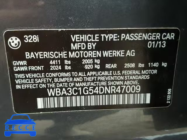 2013 BMW 328 I SULE WBA3C1G54DNR47009 image 9