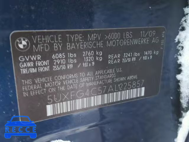 2010 BMW X6 XDRIVE3 5UXFG4C57AL225857 image 9