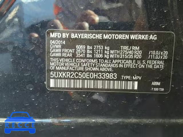 2014 BMW X5 SDRIVE3 5UXKR2C50E0H33983 Bild 9