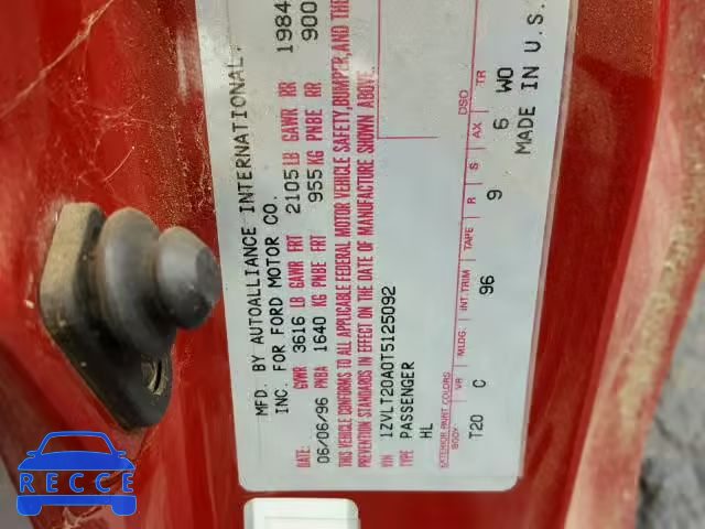 1996 FORD PROBE BASE 1ZVLT20A0T5125092 image 9