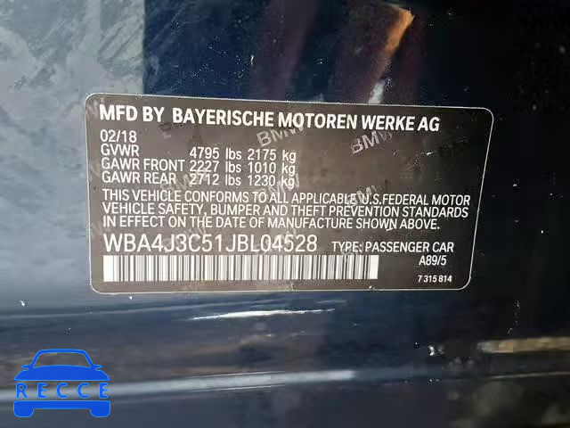 2018 BMW 430XI GRAN WBA4J3C51JBL04528 зображення 9