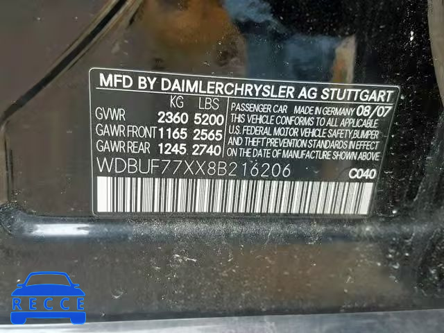 2008 MERCEDES-BENZ E 63 AMG WDBUF77XX8B216206 зображення 9