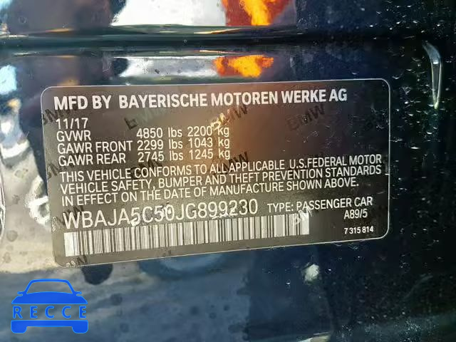 2018 BMW 530 I WBAJA5C50JG899230 image 9
