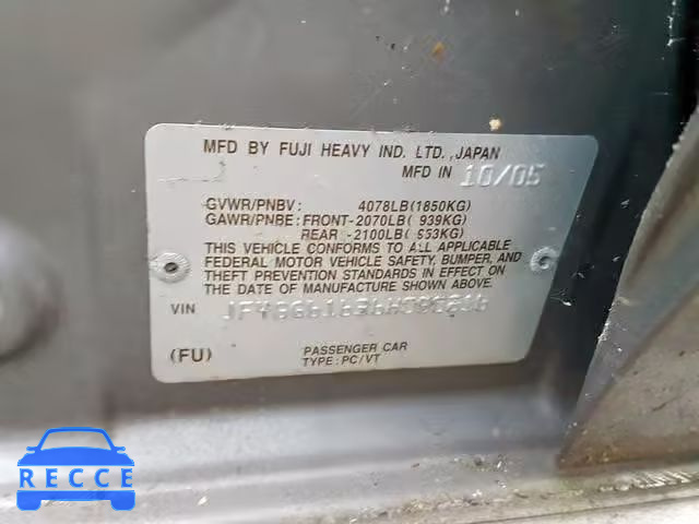 2006 SAAB 9-2 2.5I JF4GG61636H050216 image 9