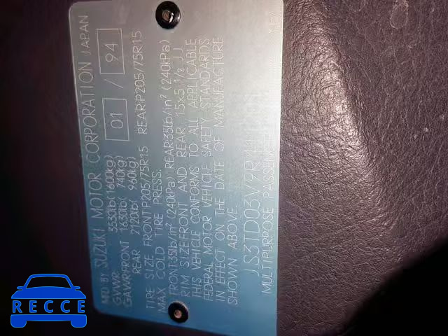 1994 SUZUKI SIDEKICK J JS3TD03V9R4112019 image 9