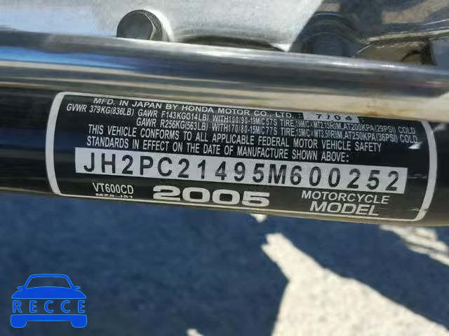 2005 HONDA VT600 CD JH2PC21495M600252 image 9