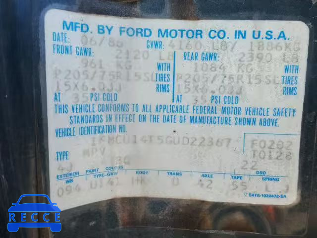 1986 FORD BRONCO II 1FMCU14T5GUD22367 image 9