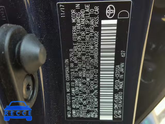 2017 TOYOTA MIRAI JTDBVRBD0HA003582 зображення 9