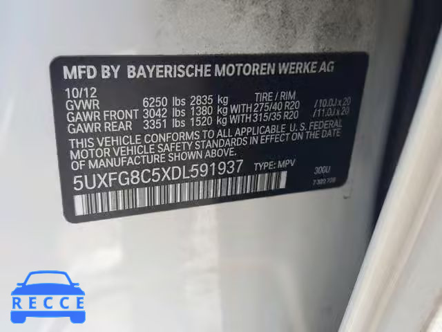2013 BMW X6 XDRIVE5 5UXFG8C5XDL591937 image 9