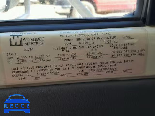 1993 TOYOTA PICKUP CAB JT5VN94TXP0029981 image 9