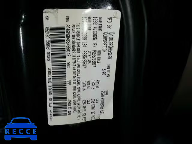 2005 CHRYSLER PACIFICA T 2C4GM68465R550149 image 9
