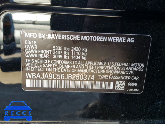 2018 BMW 530E WBAJA9C56JB250374 Bild 9