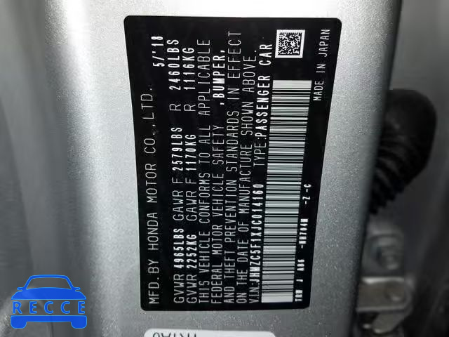 2018 HONDA CLARITY JHMZC5F1XJC014160 image 9