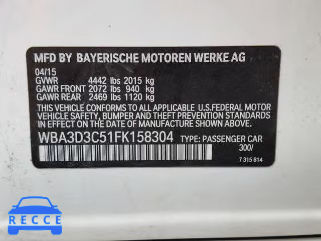 2015 BMW 328 D WBA3D3C51FK158304 Bild 9