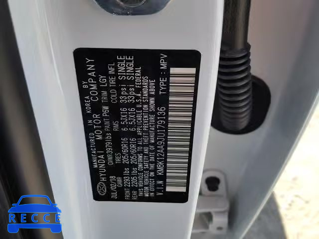 2018 HYUNDAI KONA SE KM8K12AA9JU179136 Bild 9