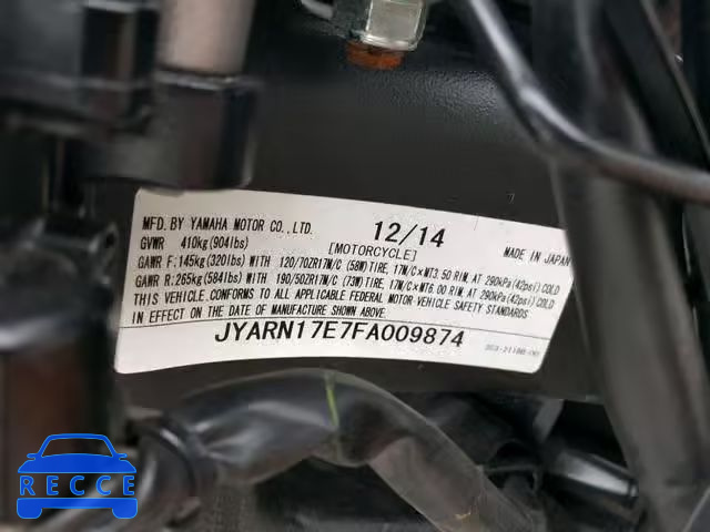 2015 YAMAHA FZ1 S JYARN17E7FA009874 зображення 9