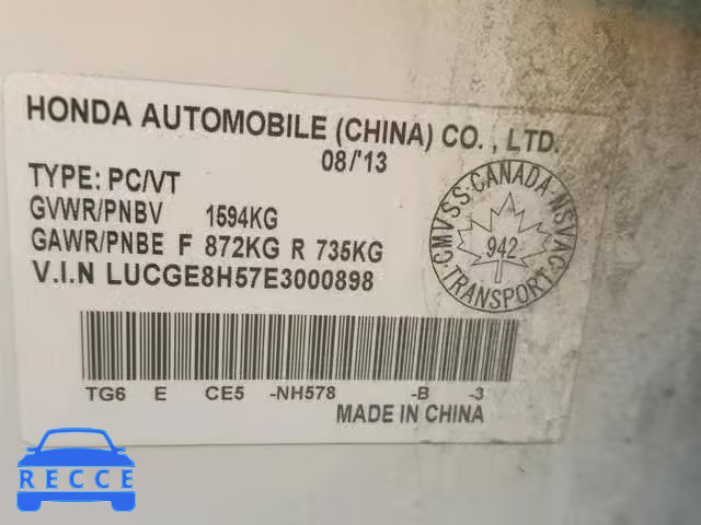 2014 HONDA FIT LX LUCGE8H57E3000898 image 9