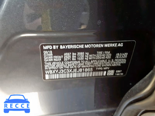 2018 BMW X2 SDRIVE2 WBXYJ3C3XJEJ81865 зображення 9