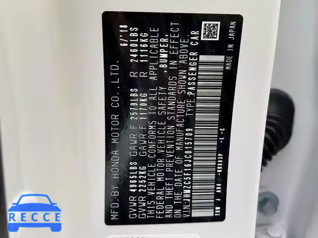 2018 HONDA CLARITY JHMZC5F16JC015709 image 9
