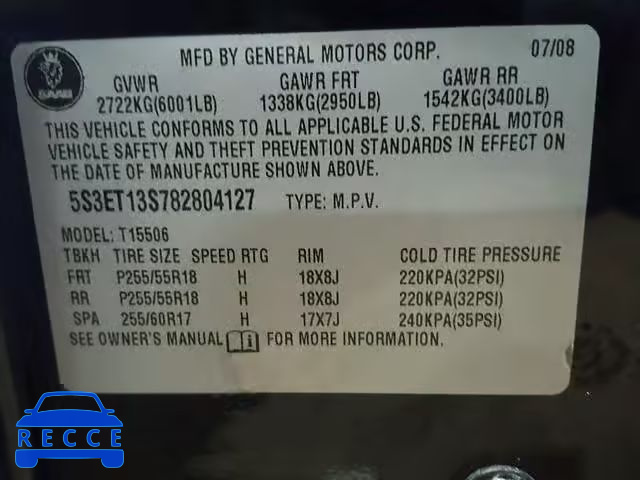 2008 SAAB 9-7X 4.2I 5S3ET13S782804127 image 9