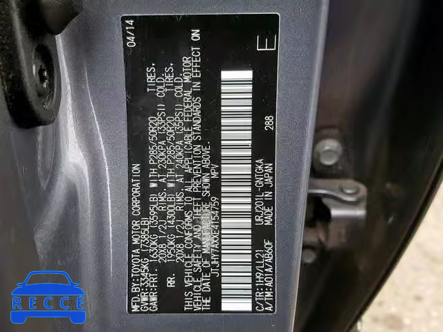 2014 LEXUS LX 570 JTJHY7AXXE4154759 image 9