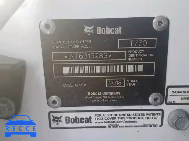 2018 BOBCAT SKIDSTEER AT6315983 image 9
