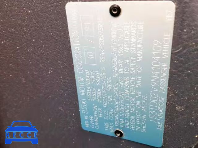 1992 SUZUKI SIDEKICK J JS3TD02V9N4104109 image 9