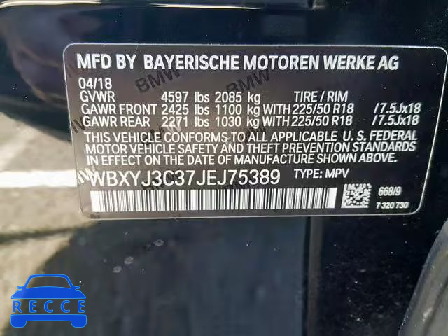 2018 BMW X2 SDRIVE2 WBXYJ3C37JEJ75389 image 9