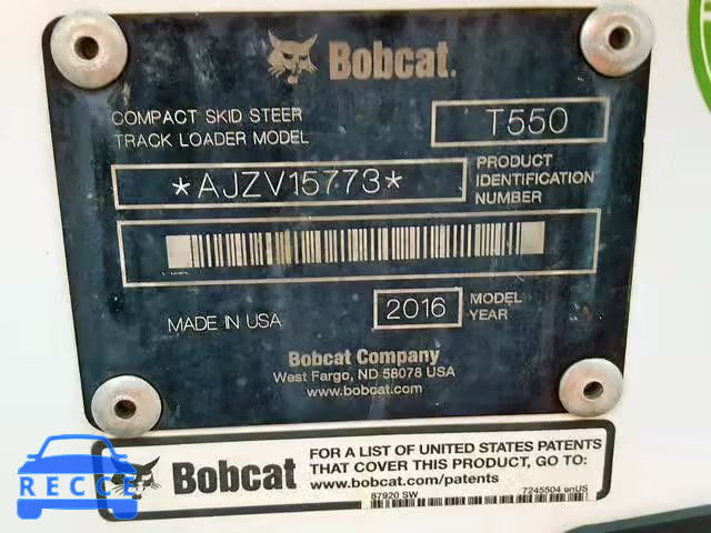 2016 BOBCAT SKIDSTEER AJZV15773 image 9