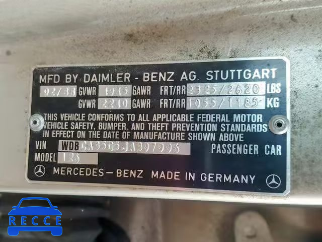 1988 MERCEDES-BENZ 420 SEL WDBCA35D5JA397996 Bild 9