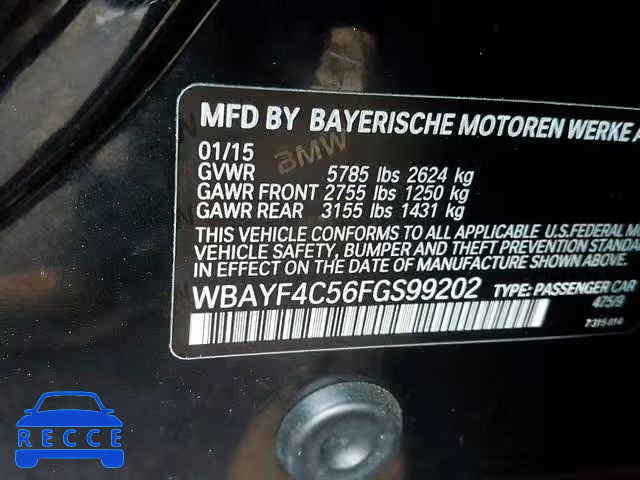 2015 BMW 740 LXI WBAYF4C56FGS99202 image 9