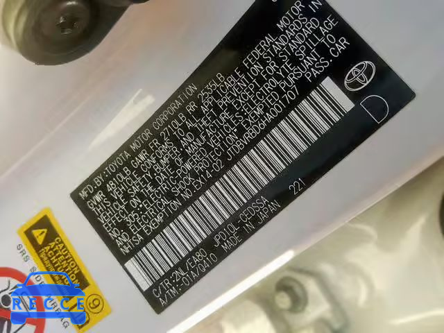 2017 TOYOTA MIRAI JTDBVRBD6HA001707 Bild 9