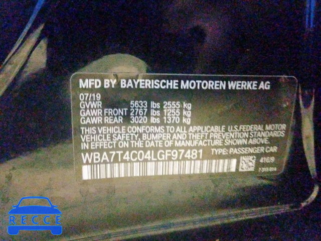 2020 BMW 740 XI WBA7T4C04LGF97481 зображення 9