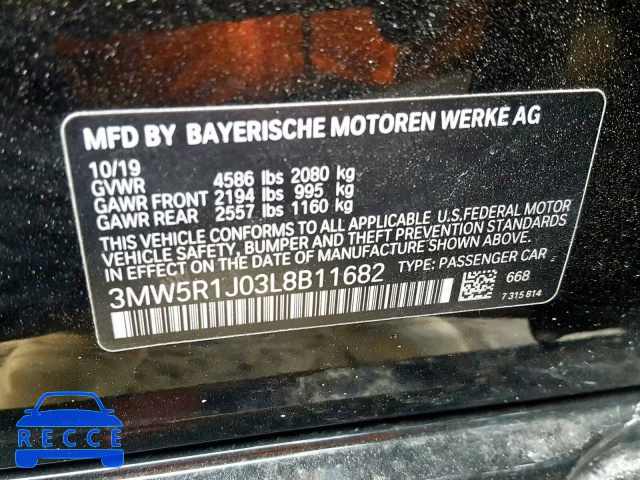 2020 BMW 330I 3MW5R1J03L8B11682 зображення 9