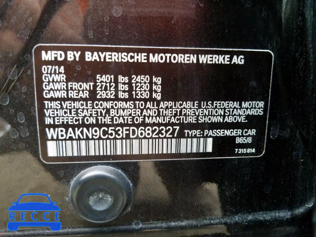 2015 BMW 550 I WBAKN9C53FD682327 зображення 9