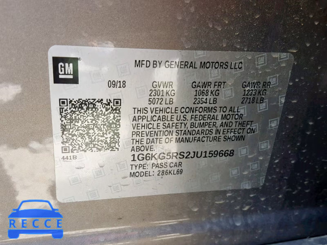 2018 CADILLAC CT6 PREMIU 1G6KG5RS2JU159668 зображення 9