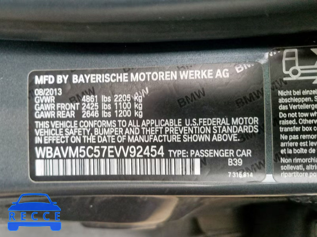 2014 BMW X1 XDRIVE3 WBAVM5C57EVV92454 Bild 9