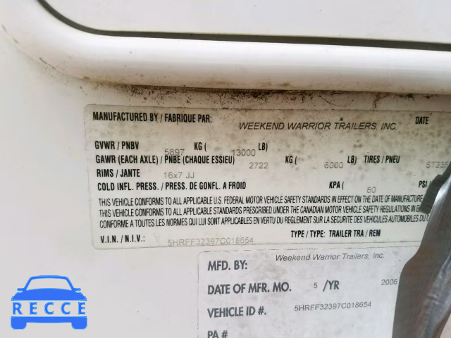 2007 WEEK WARRIOR 5HRFF32397C018654 image 9