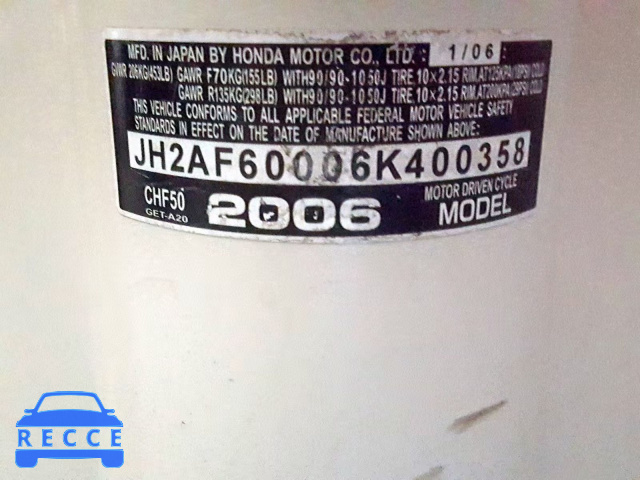 2006 HONDA CHF50 JH2AF60006K400358 image 9