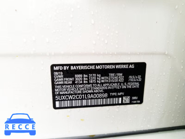 2020 BMW X7 XDRIVE4 5UXCW2C01L9A00898 image 9