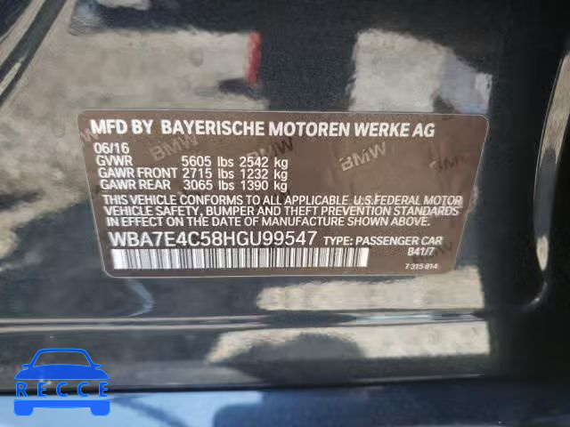 2017 BMW 740 XI WBA7E4C58HGU99547 зображення 9