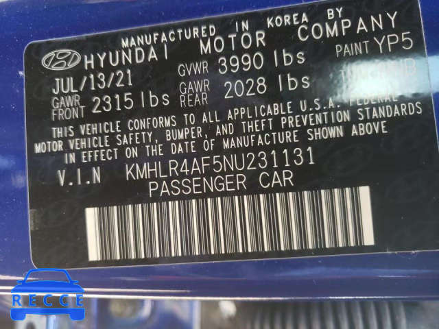 2022 HYUNDAI ELANTRA N KMHLR4AF5NU231131 image 9
